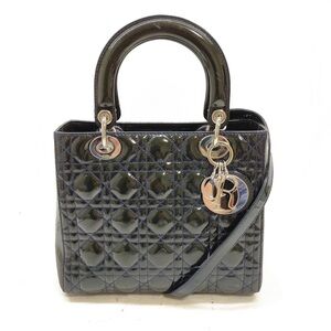 Christian Dior Hand Bag Navy Blue Patent leather 3294702